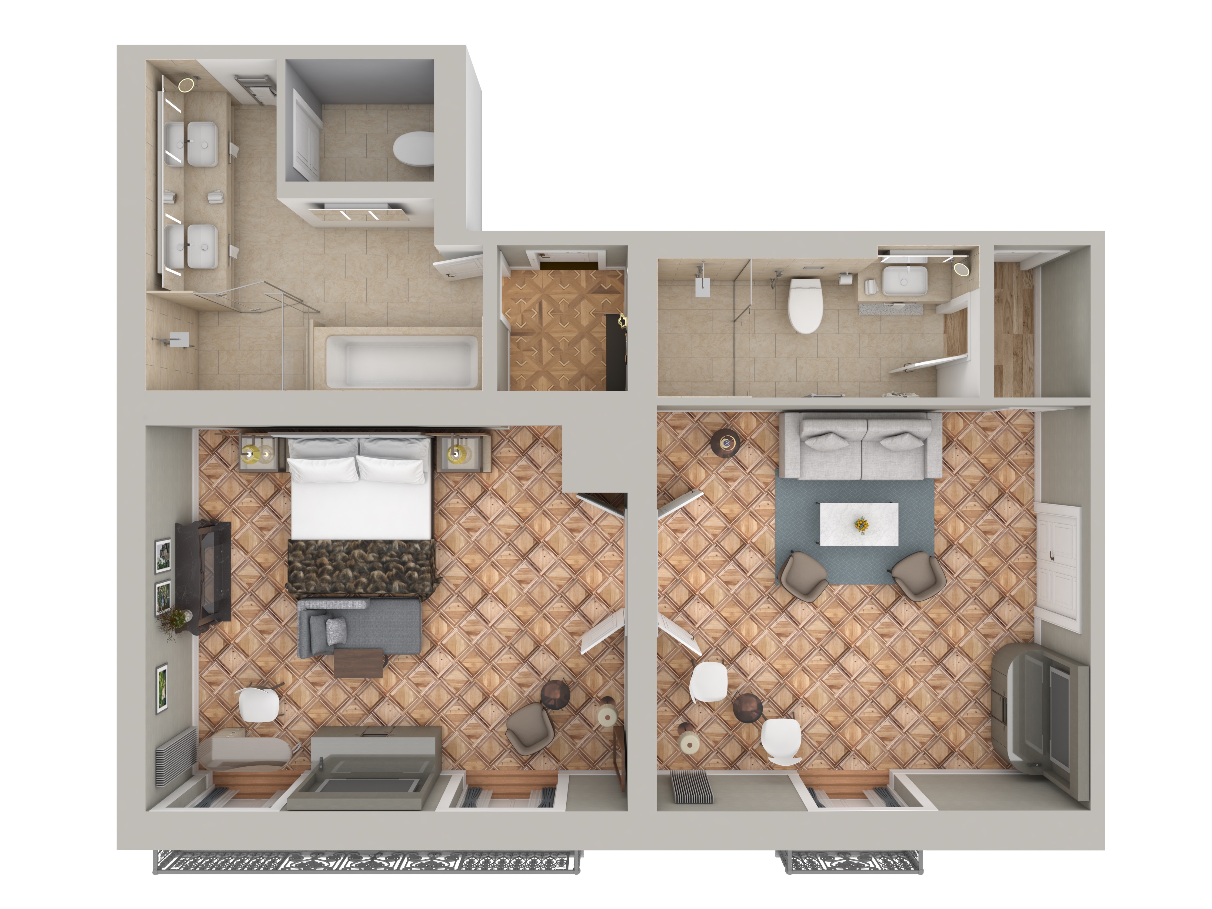 Plan en 3D de la suite Mont-Blanc